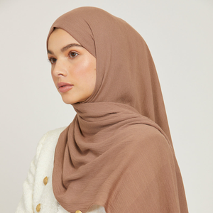 Hijab froissé léger et respirant de haute qualité pour dames Design modal solide pour un usage quotidien Voyage au bureau - Product Image 3