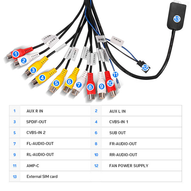 TEYES Car Line Out Adapter 8 RCA AV Multi-functional Output Cable for Blau-punkt Grundig VDO CD Player