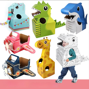 <span class=keywords><strong>Costume</strong></span> portable d'abeille pour enfants, bricolage, coloriage 3D, papier ondulé, jouet assemblé - Product Image 6