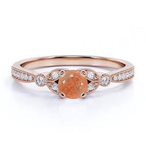 925S Rhodium Plated Sunstone Gemstone Engagement <b>Ring</b> for Women <b>Men</b> Unisex Party Wedding - Product Image 1