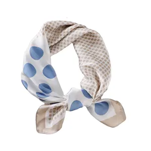 Spring Versatile Polka Dot Small Square Scarf Vintage Fashion Printed Silk Scarf Women's Neck Guard Square Scarf New Sunscreen S