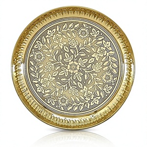Ensemble de thali en laiton pour Puja avec lampes à huile et cuillère pour activités religieuses, design circulaire, matériau durable - Product Image 4
