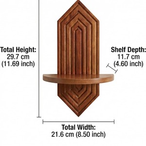 Cross-border wooden <b>wall</b>-mounted shelf, diamond-shaped creative <b>wall</b> decoration shelf, solid wood storage rack, plant <b>display</b> - Product Image 4