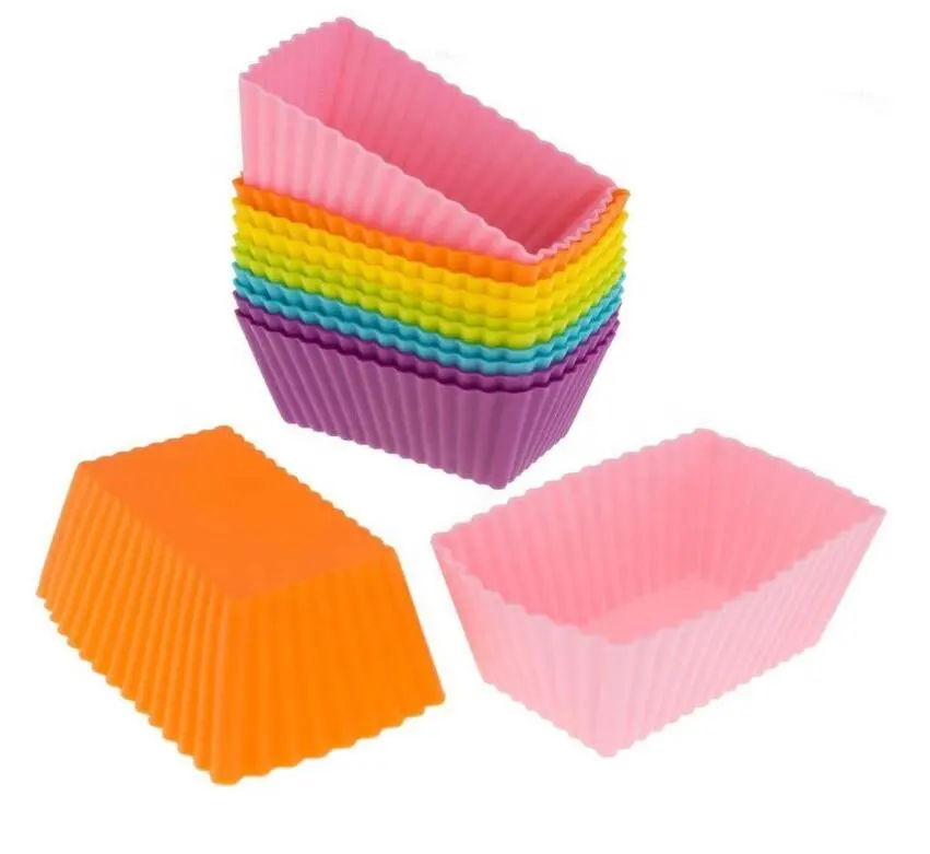 Microwave silicone material silicon muffin cupcake molds rectangle 7cm silicone baking mold