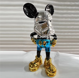 Customs Gold Chrome <span class=keywords><strong>Mickey</strong></span> Décoration Célèbre Dessin Animé Galvanisé Fibre De Verre Souris Sculpture Résine <span class=keywords><strong>Pop</strong></span> Statue Maison Artisanat - Product Image 3