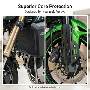 Kit de protection de <span class=keywords><strong>radiateur</strong></span> et de fourche avant en acier inoxydable pour Kawasaki Versys 1000 650 KLE650 2012-2023 - Pièces de modification - Product Image 6