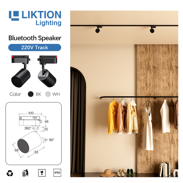 OEM Factory Smart 220V Track Bluetooth Speaker APP Control Wireless Ceiling Sound System Showroom Gallery Retail