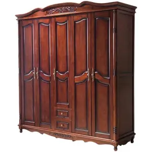 Make old American rustic customized cabinet bedroom furniture wooden classical storage wardrobes for bedroom