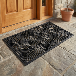 Tapis de sol antidérapant en caoutchouc, lavable, durable, écologique, couleur unie, fabriqué à la machine, avec support en HDPE, rectangulaire, pour marches extérieures - Product Image 2