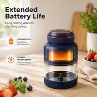 Mixeur Plongeant Personnel Rechargeable USB avec Bocal en Verre, Nettoyage en un Clic et 4 Lames pour Utilisation Extérieure et Domestique