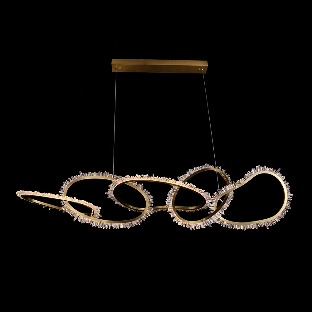 Современное подвесное освещение, роскошные круглые кольца, подвесной светильник, Потолочная Золотая светодиодная Хрустальная люстра
