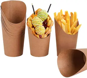 100Pcs French Fries Holder Cups Disposal Take- Out Party Frozen Cakes Egg Puff Waffle Holder for Wedding Birthday