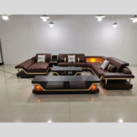 Ensemble de canapé modulable moderne en cuir véritable avec massage et haut-parleur de musique USB meubles de salon et canapés pour la maison