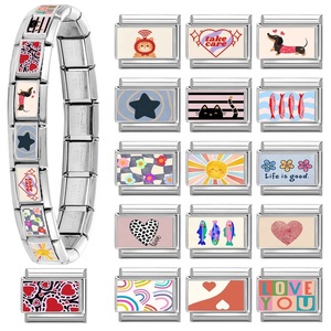 Pulsera DIY Multifuncional de Acero Inoxidable Estilo Italiano con Diseño de Corazón, Estrella de Cinco Puntas y Flor, Temática Marina Transfronteriza - Product Image 2
