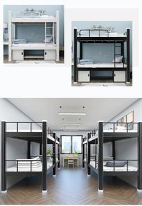 Dortoir de l'école 2 couches en acier double Decker lit en métal avec armoire de rangement inférieure - Product Image 6