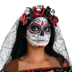 ヘアアクセサリーハロウィンカラフルフラワースカルヘアバンドHAIRBAND CROWNS & WREATHS & TIARAS GOTHIC <span class=keywords><strong>CROWN</strong></span> - Product Image 1