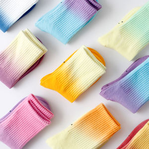 OEM Alta Qualidade Logotipo Personalizado Ombre Tubo Meias Gradiente Cor Tie Dye Dip Dye Algodão Crew Pastel Crianças Meias para Meninos Meninas - Product Image 3