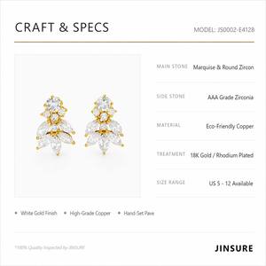 Orecchini a Perno con Zirconi Taglio Marquise e Design Floreale, Gioielli Eleganti in Rame per Donna, Accessori Moda per Feste - Product Image 6