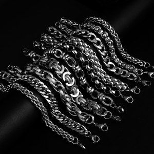 Bracelets à maillons épais pour hommes de styles variés : cubains, byzantins, en forme de blé et plus encore |   Style Hip Hop Punk, imperméable et antirouille - Product Image 4