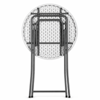 Table de bar pliante blanche ronde haute avec structure en métal pour les fêtes, les pubs et les bars à domicile
