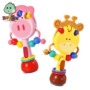 Zhiqu sound light rattle baby new piglet deer wave drum feeding to soothe early education toy wholesale baby rattles toys