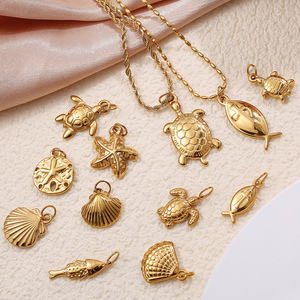 Pendentif en acier inoxydable plaqué or 18 carats, formes variées, pour la création de colliers, accessoires de bijoux DIY - Product Image 3