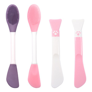 Cepillo de doble punta para mascarilla de barro, gel suave, para limpiar los poros, cepillo de limpieza facial, herramienta de aplicación, masajeador de cabeza y rostro. - Product Image 3