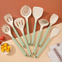 Ustensiles de cuisine : Ensemble de 8 pièces d'ustensiles de cuisson, spatule en silicone, cuillère de cuisine, spatule antiadhésive, racloir avec manche en plastique