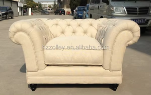 Gạo Trắng Tufted Nút Trở Lại Thiết Kế Rắn Khung Gỗ Vải Lanh 1 + 2 + 3 Chỗ Ngồi Sofa Bộ - Product Image 2