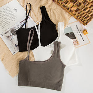 Camisoles avec soutien-gorge intégré pour femmes, hauts sans manches pour femmes, hauts courts sexy en tricot pour femmes, hauts à bretelles décolletés - Product Image 4