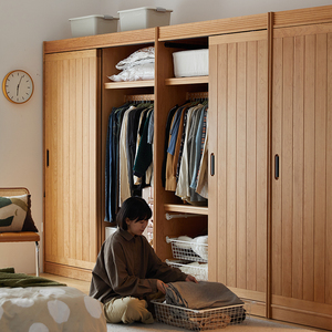 <span class=keywords><strong>Armoire</strong></span> de chambre moderne en bois massif avec <span class=keywords><strong>portes</strong></span> <span class=keywords><strong>coulissantes</strong></span>, grande capacité de rangement, écologique, gain de place, durable, pour vêtements de salon - Product Image 2