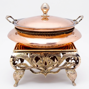 Vente directe usine : Support de chafing dish en cuivre moulé, forme de table, idéal pour le maintien au chaud des aliments lors de buffets, parfait pour les fêtes, mariages et événements. - Product Image 1