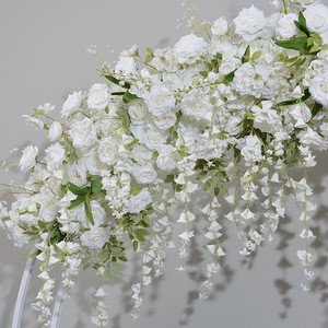 H-774 all'ingrosso rosa bianca artificiale & fiori di seta ortensia arco di nozze & sfondo floreale decorazione elegante decorazione di nozze - Product Image 5