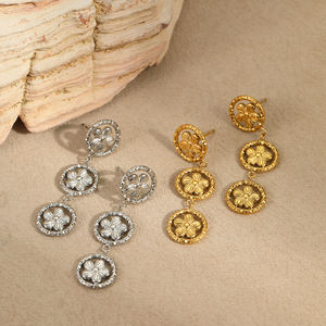 ต่างหูพู่ห้อยทำจากสเตนเลสสตีลสำหรับผู้หญิงต่างหูทอง18K สำหรับฤดูร้อนใหม่2025 - Product Image 2