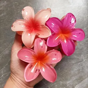 อะคริลิ Frangipani ดอกไม้ผมคลิปกรงเล็บน่ารักฤดูร้อนชายหาด Barrette ปูที่กําหนดเอง CLAMPS อุปกรณ์เสริมผมสําหรับผู้หญิง