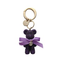 Porte-clés de voiture en vinyle Ours Violent de taille moyenne, entièrement orné de strass, avec lettre créative et grande boucle, pendentif de sac, figurine pour femme LX1040