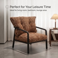 Fauteuil lounge moderne en tissu marron, fauteuil d'appoint rembourré avec structure en bois, pieds en bois de frêne, chaise de détente pour la maison et l'hôtel