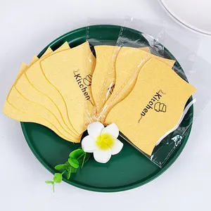 10*7cm S-shape Natural Wood Pulp Cellulose Sponge Reusable Eco-friendly Biodegradable Material Kitchen Daily Cleaning Sponge