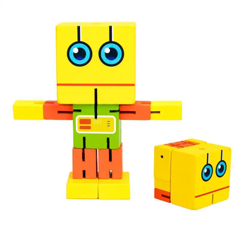 Madeira Cube Robot Deformação Puzzle Matemático Brinquedo Puzzle para Crianças Jogo De Treinamento De Mãos Brinquedo De Madeira