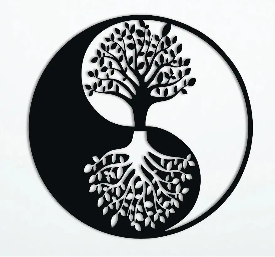 Customized Cheap Factory Sales Yin Yang Tree of Life Wall Decoration Wall Hanging Home Living Room Decor Housewarming Metal Wall