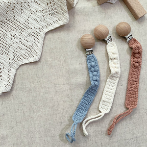 Clip para Chupón <span class=keywords><strong>de</strong></span> Bebé Hecho a Mano 100% con Algodón Orgánico, Estilo Boho, Cadena para Chupón <span class=keywords><strong>de</strong></span> Madera para Recién Nacidos - Product Image 6