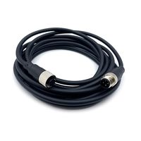 Cable Conector M12 de 4 Pines, 250V 4A CA/CC, PVC Moldeado Industrial, Recto, para Sensor de Aviación, Arnés de Cableado de 1 Metro