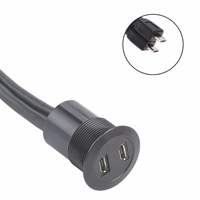 Conector Micro USB 2.0 Hembra/Macho de 22mm con Contactos de Latón de 2 Capas para Montaje en Panel de Aluminio, Cable de 60cm, Conector de Panel Micro USB de 2 Niveles