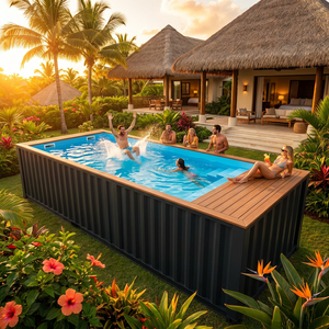 <span class=keywords><strong>Piscine</strong></span> préfabriquée <span class=keywords><strong>de</strong></span> luxe <span class=keywords><strong>de</strong></span> 20 pieds en conteneur maritime avec revêtement en fibre <span class=keywords><strong>de</strong></span> verre, système <span class=keywords><strong>de</strong></span> <span class=keywords><strong>filtration</strong></span> intégré, marque Magic House 1 - Product Image 1