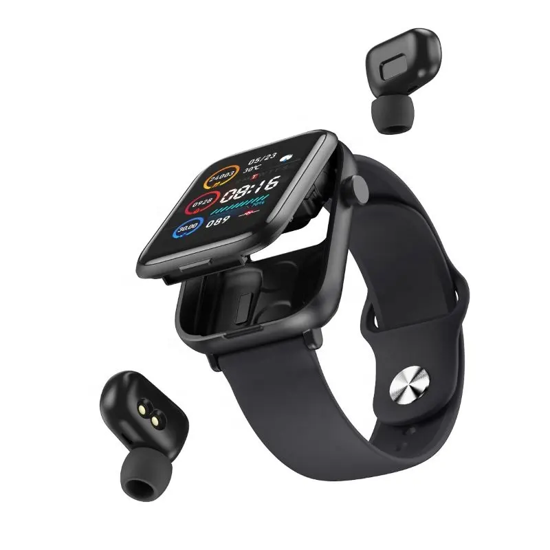 Fabrieksprijs 2024 Smart Watch Met Verborgen Tws Oordopjes Oortelefoon Fitness Smart Polshorloge