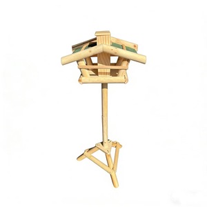 Wooden <b>Standing</b> <b>Bird</b> Feeder Natural Wood Color Outdoor <b>Bird</b> Feeding Station For Backyard Birding - Product Image 5