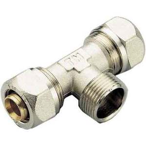 Raccord en T mâle à compression TIEMME haut 26X1 "X 26" acier inoxydable zinc acier pour huile eau forgé tête plaquée 10mm - Product Image 1
