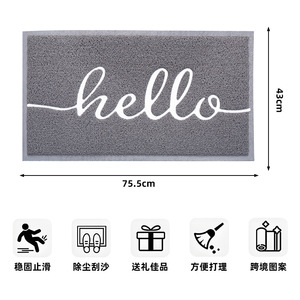 พรมเช็ดเท้าแบบวงกลม ผ้าไหมสีเทา รูปทรงสี่เหลี่ยมผืนผ้า พีวีซี สำหรับใช้ภายในบ้าน กันลื่น ทำความสะอาดง่าย พรมปูพื้นทางเข้าบ้าน ลายทันสมัย ชิ้นเดียว - Product Image 5