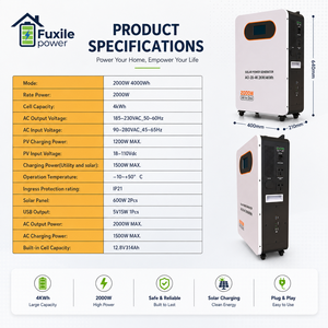 Generatore di Energia <span class=keywords><strong>Solare</strong></span> Tutto-in-Uno 2000W 4kWh |   Stazione di Alimentazione Portatile LiFePO4 con <span class=keywords><strong>Ricarica</strong></span> <span class=keywords><strong>Solare</strong></span> Rapida e Funzione UPS per Casa - Product Image 3