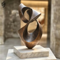 Vente Flash : Sculpture Abstraite en Bronze Patiné, Statue d'Art Moderne en Métal pour la Décoration de Hall d'Hôtel